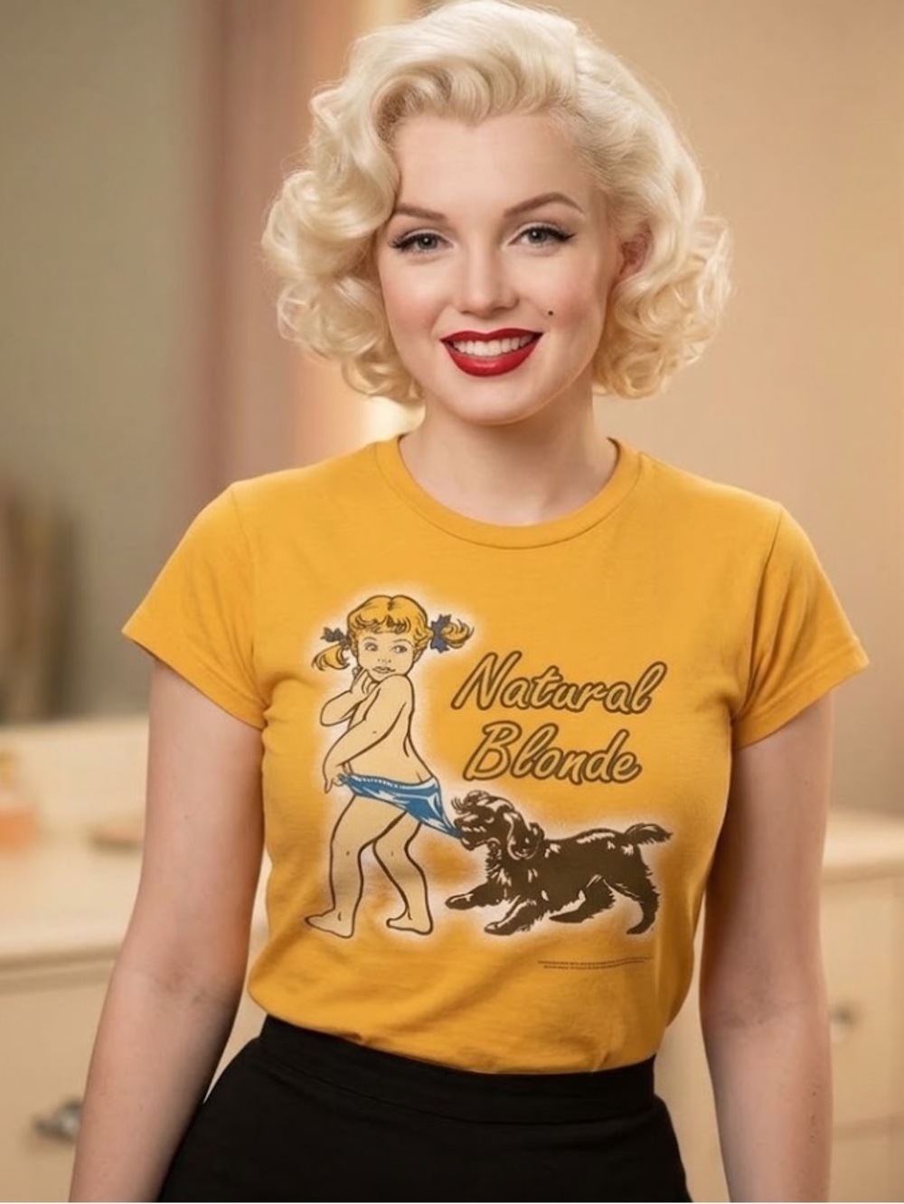 Y2K SAVVY ORANGE BABY TEE T-SHIRT NATURAL BLONDE SZ LARGE GRAPHIC